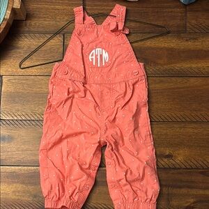 Charming Coral Kids Overalls with Dots